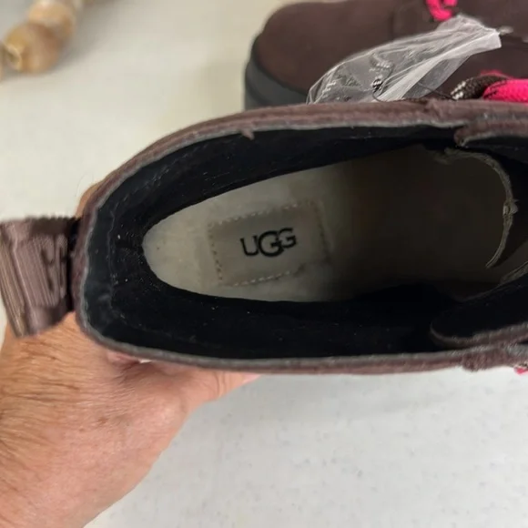 UGG Brisbane Lace Up Suede Platform Boots Size 9 Burnt Cedar NWOB - Picture 11 of 13
